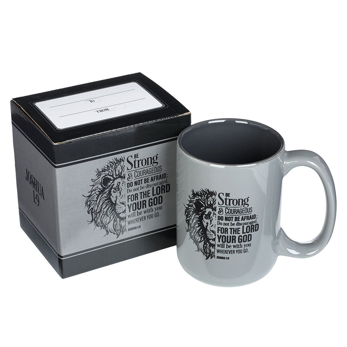 Be Strong & Courageous Grey Ceramic Mug Joshua 1:9