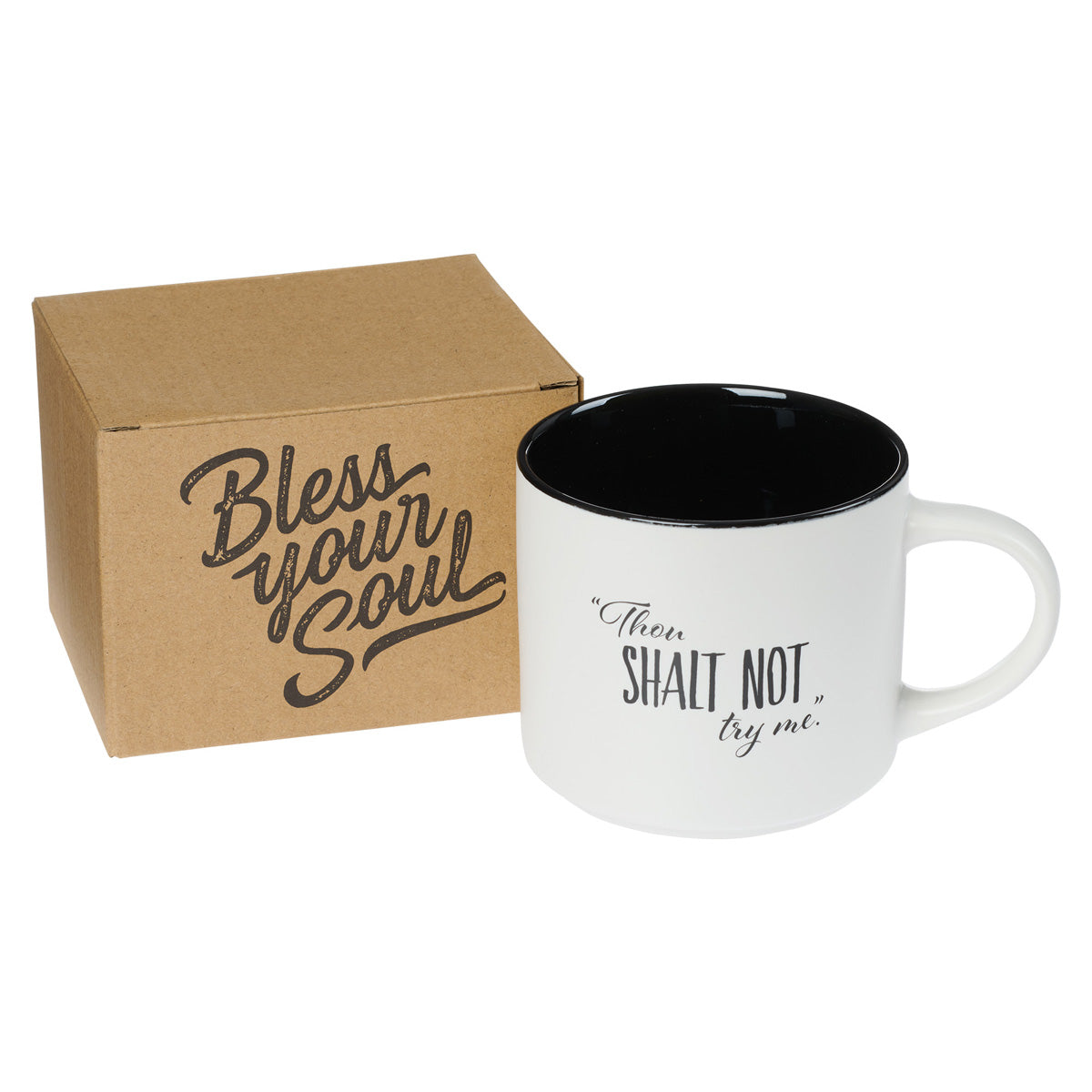 Thou Shalt Not Try Me White With Black Interior Ceramic Mug