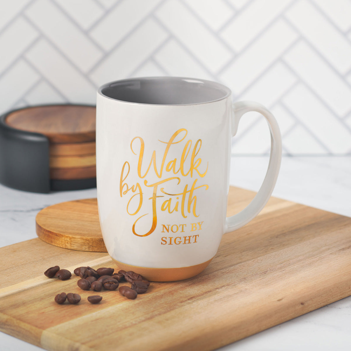 Walk By Faith Not By Sight White Ceramic Mug