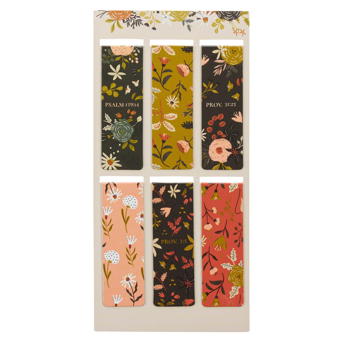 Warm Florals Six-Piece Magnetic Bookmark Set