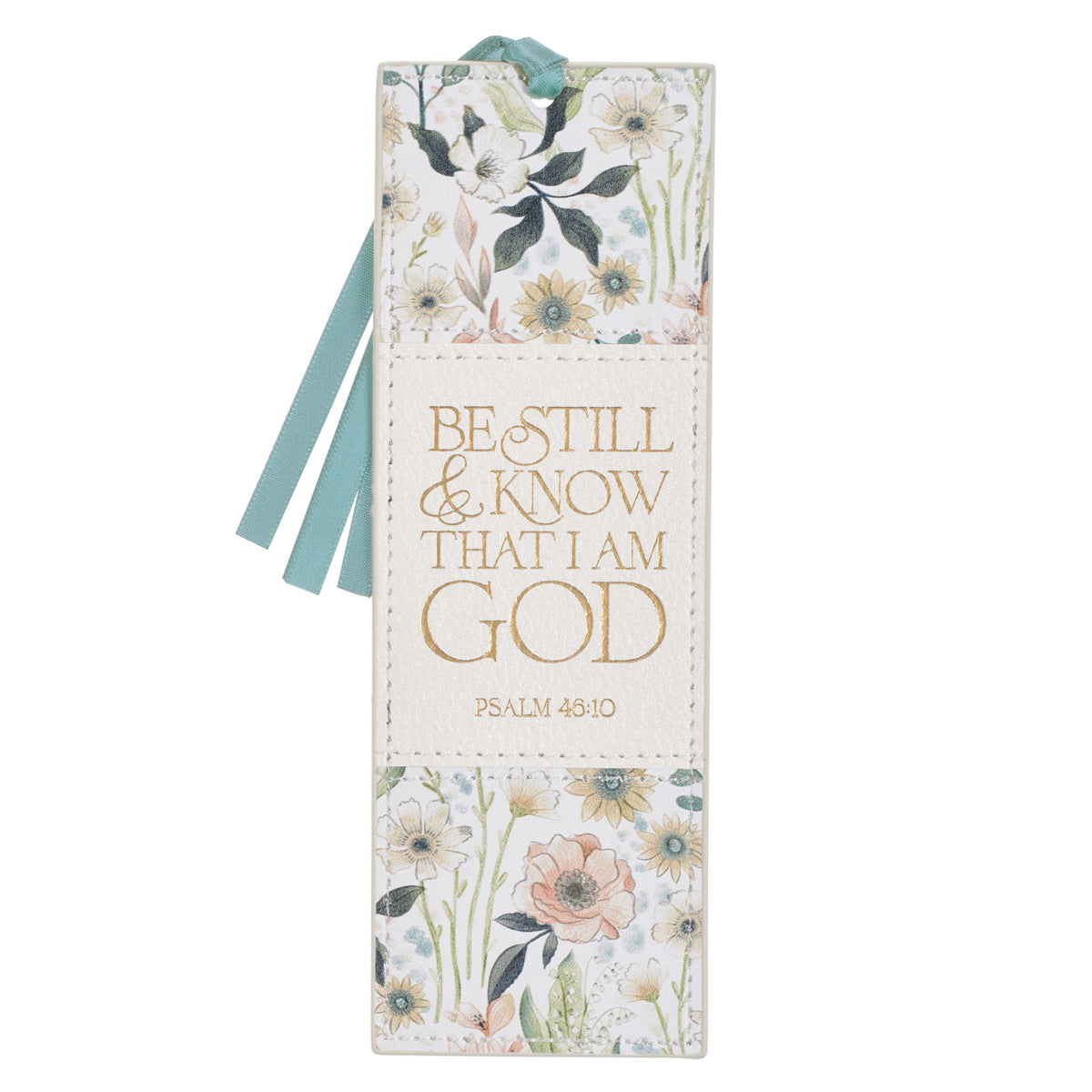 Be Still & Know That I Am God White Faux Leather Bookmark