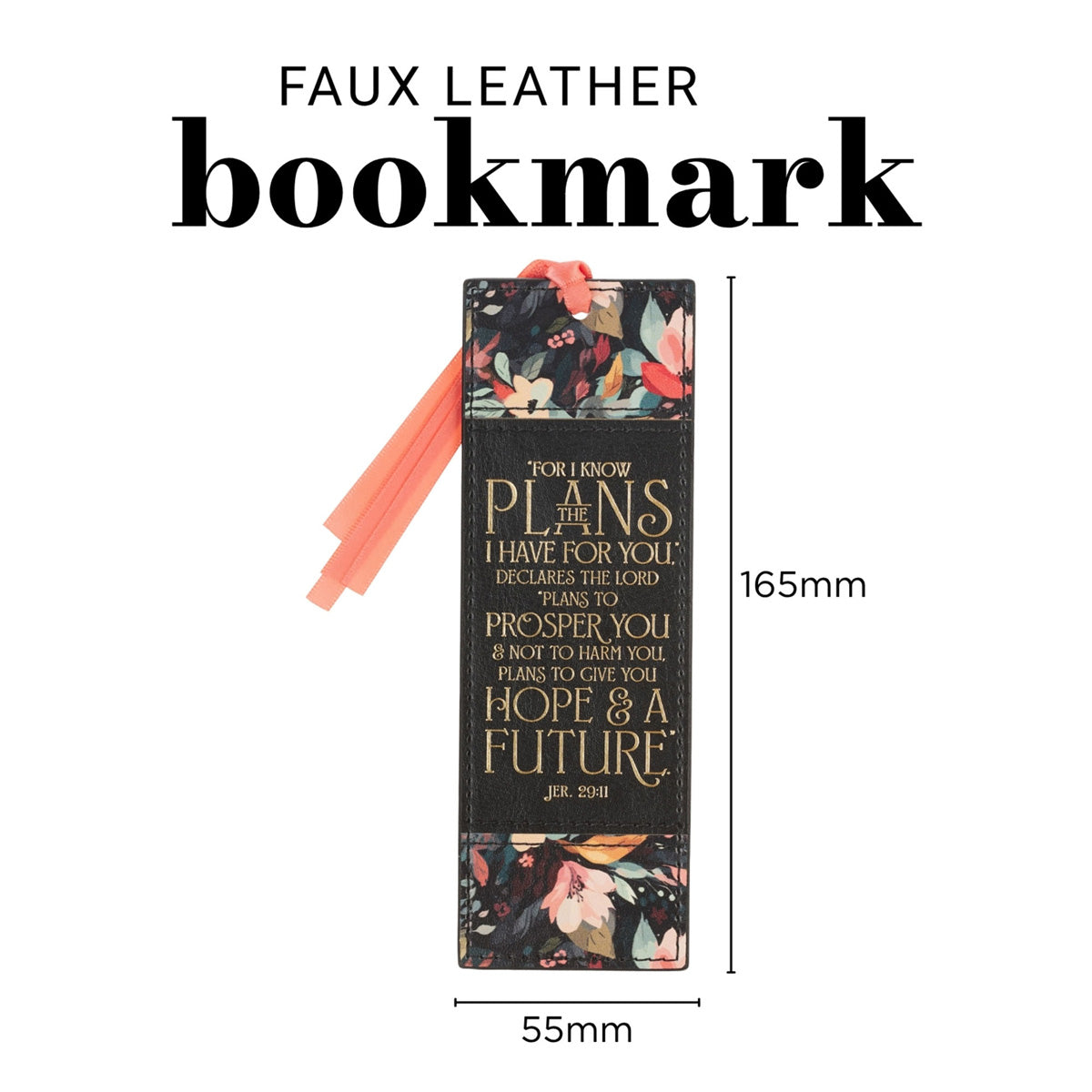 For I Know the Plans I Have For You Black Faux Leather Bookmark