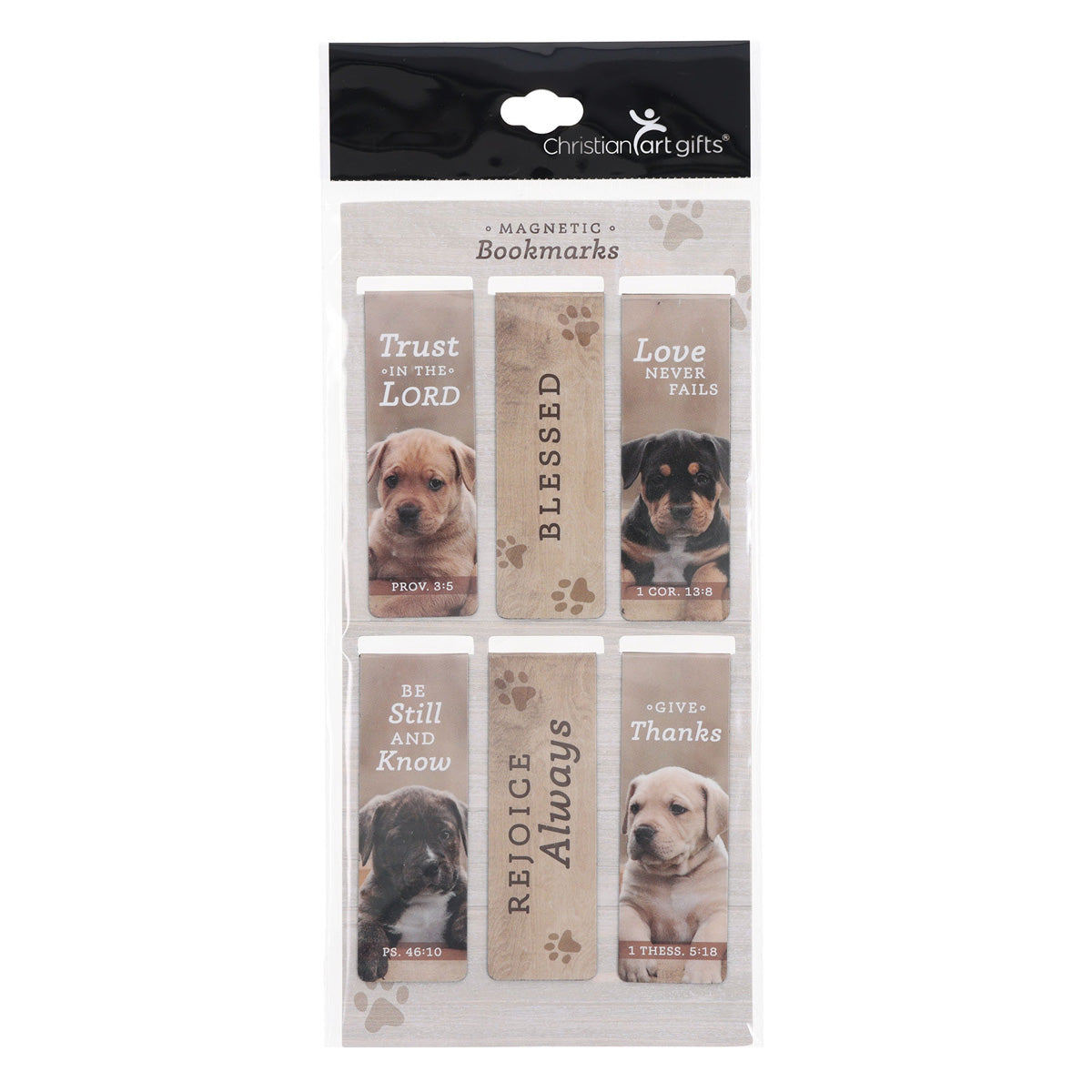 Puppies Six-Piece Magnetic Bookmark Set