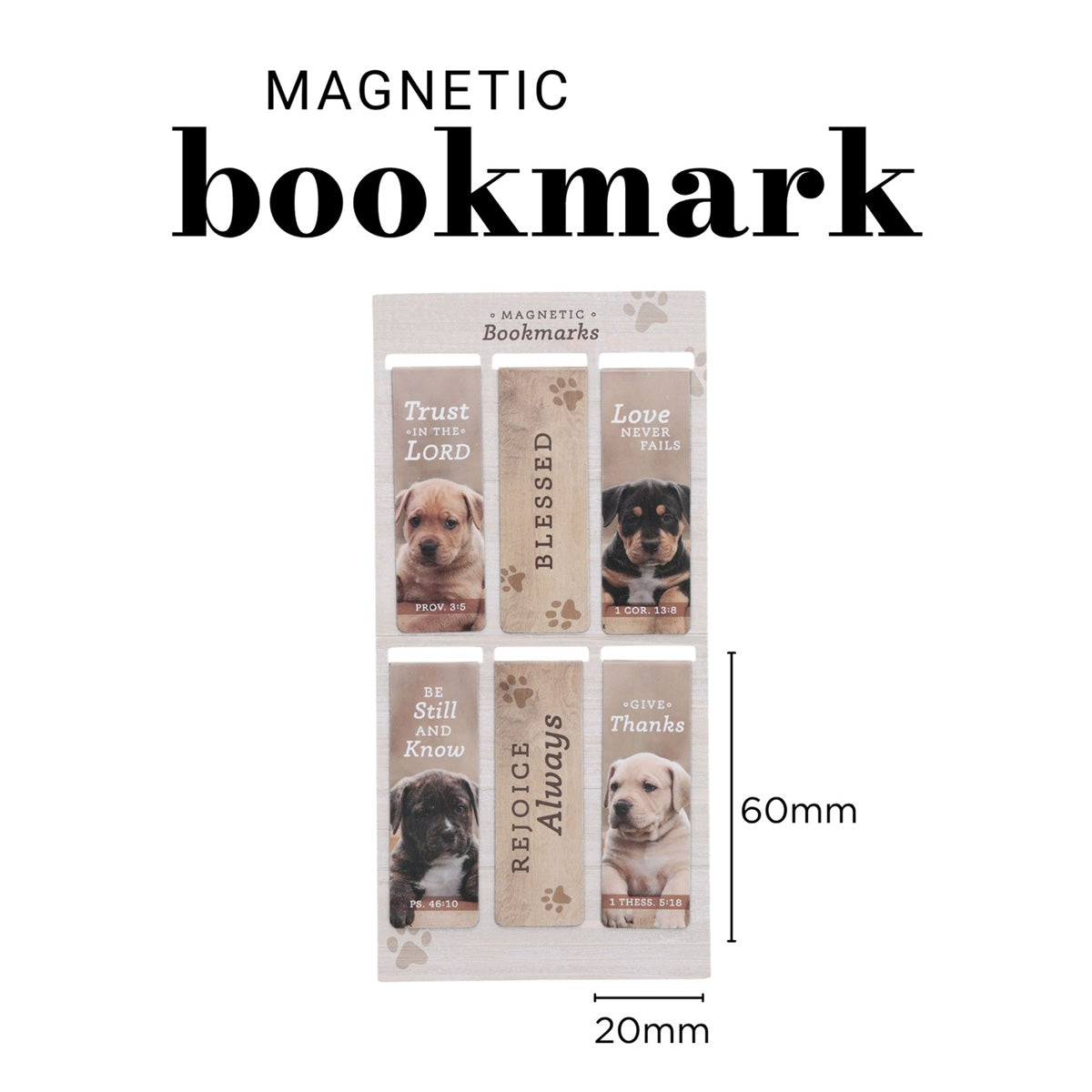 Puppies Six-Piece Magnetic Bookmark Set