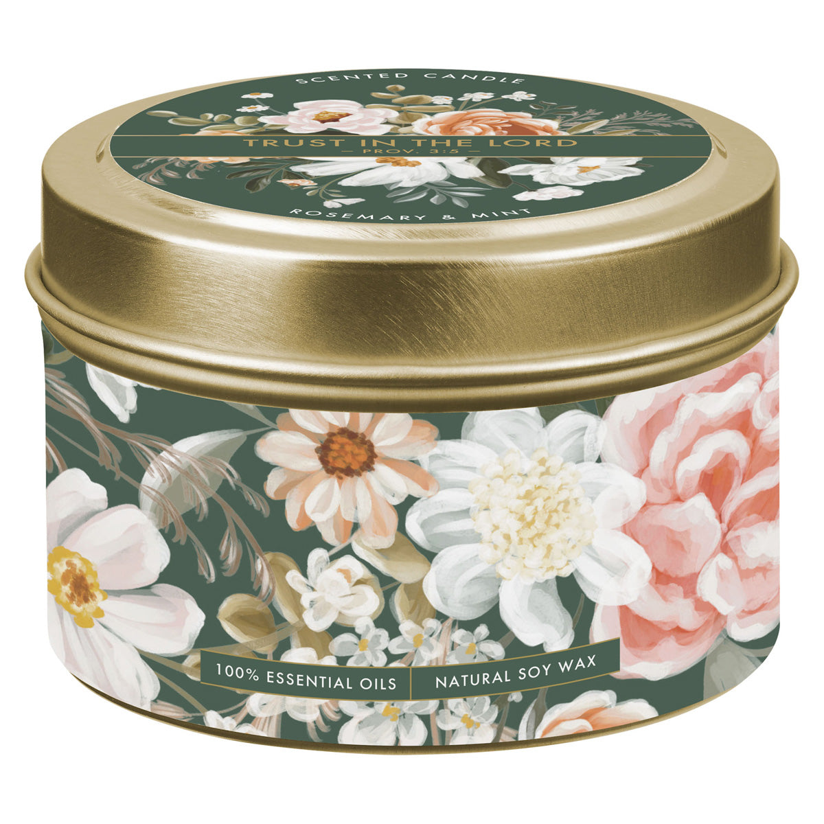 Trust in the Lord Rosemary and Mint Scented Candle in Tin