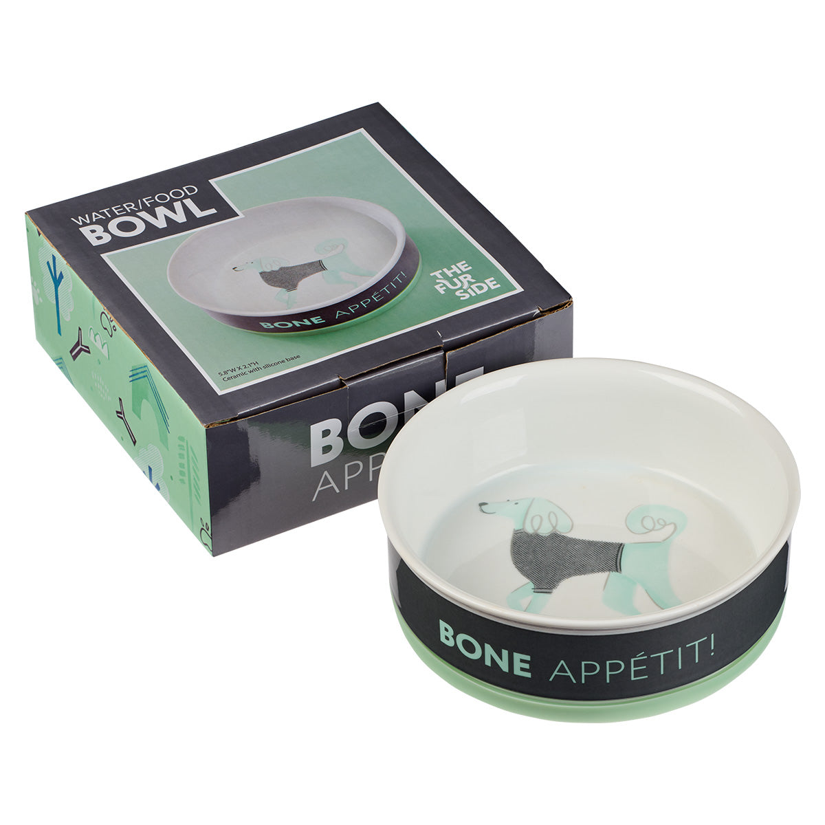 Bone Appetit! Grey Small Ceramic Pet Bowl