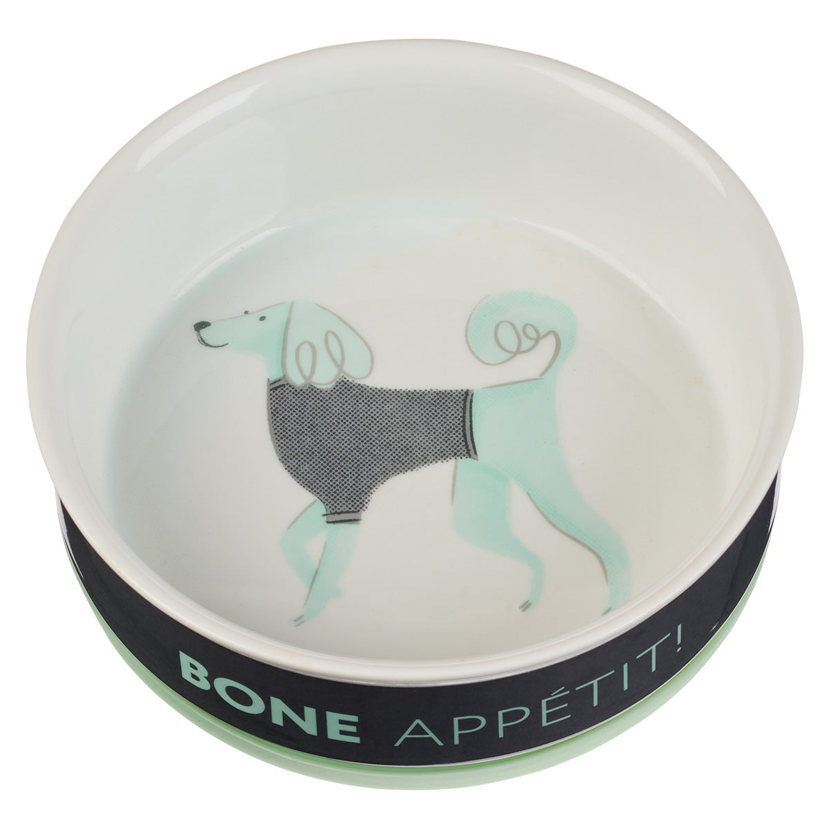 Bone Appetit! Grey Small Ceramic Pet Bowl