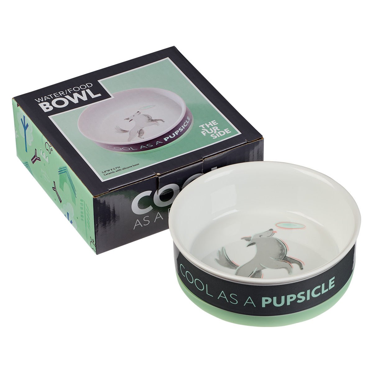 Cool As A Pupsicle Grey Small Ceramic Pet Bowl