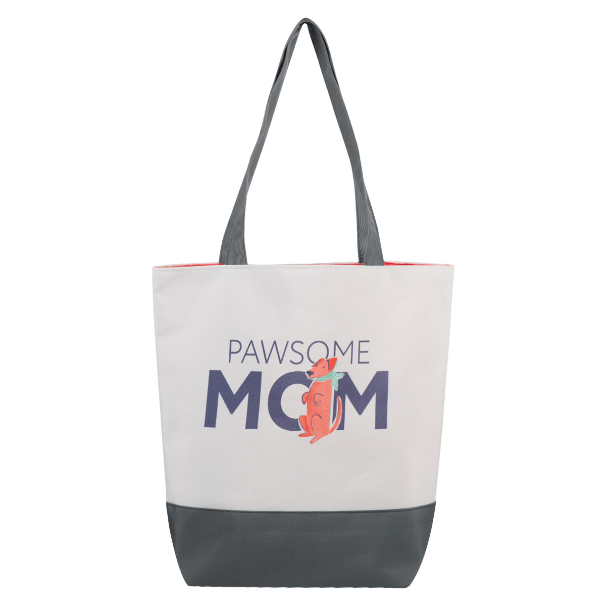 Pawsome Mom White & Grey Dog Canvas Tote Bag