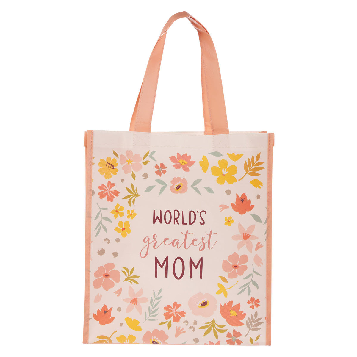 World's Greatest Mom Floral Non-Woven Tote Bag