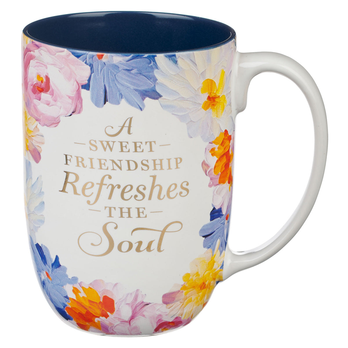 A Sweet Friendship Refreshes the Soul Painted Floral Ceramic Mug