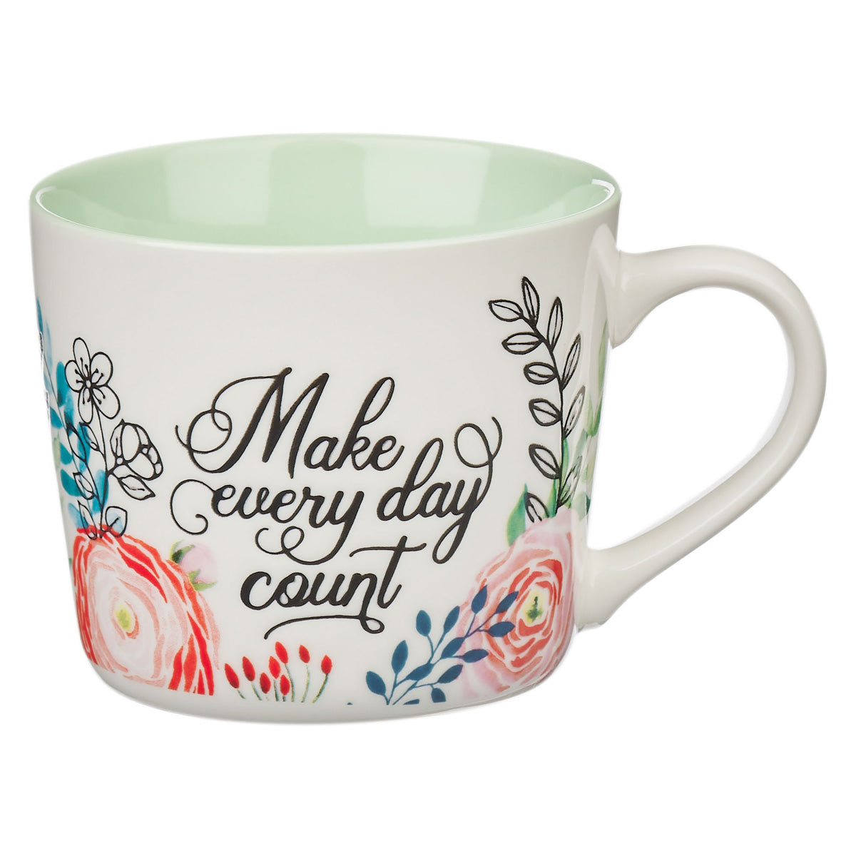 Make Every Day Count Ceramic Mug with Green Interior