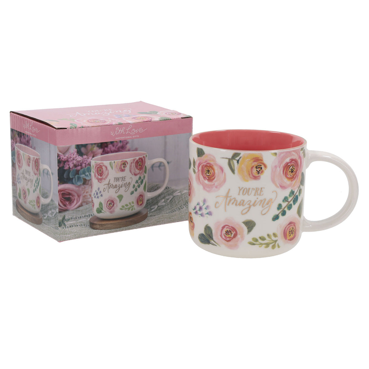 You're Amazing Pink Floral Ceramic Mug