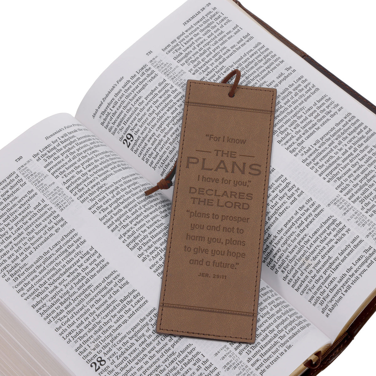 I Know the Plans Cocoa Brown Faux Leather Bookmark