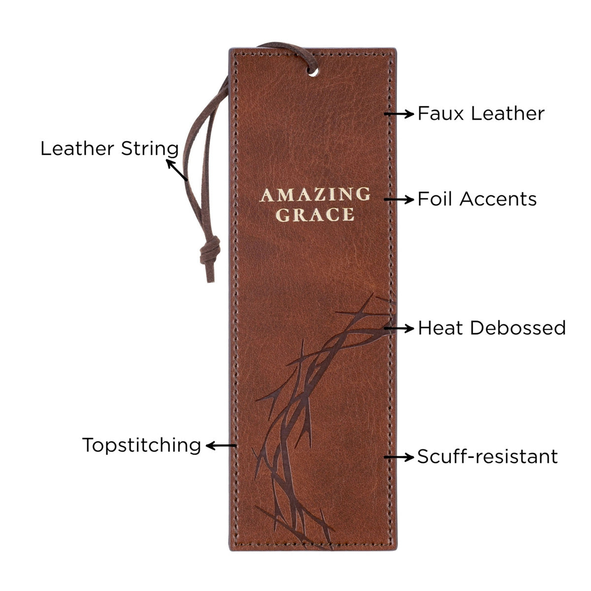 Amazing Grace Crown of Thorns Faux Leather Bookmark