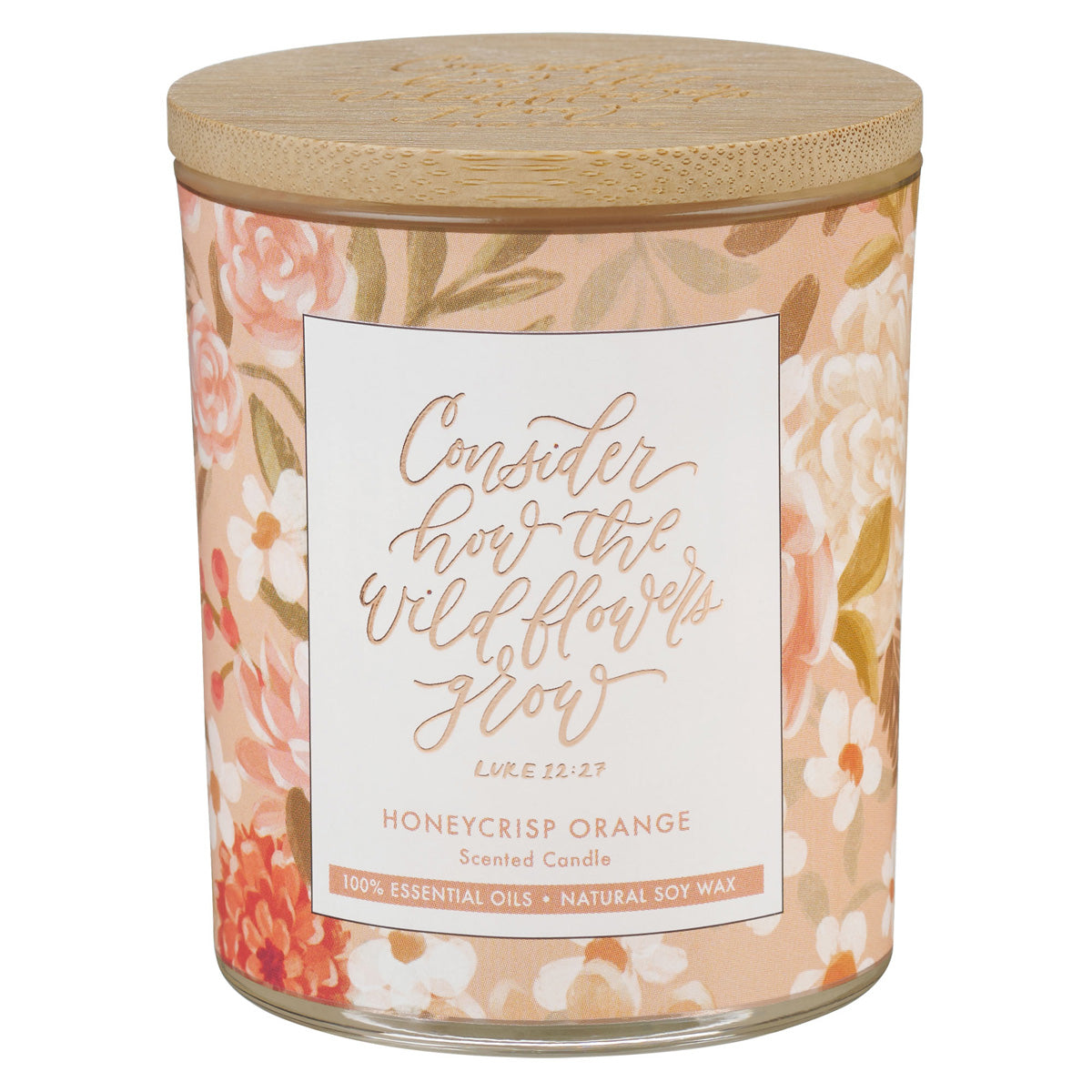 Consider How the Wild Flowers Grow Honeycrisp Orange Scented Candle with Bamboo Lid