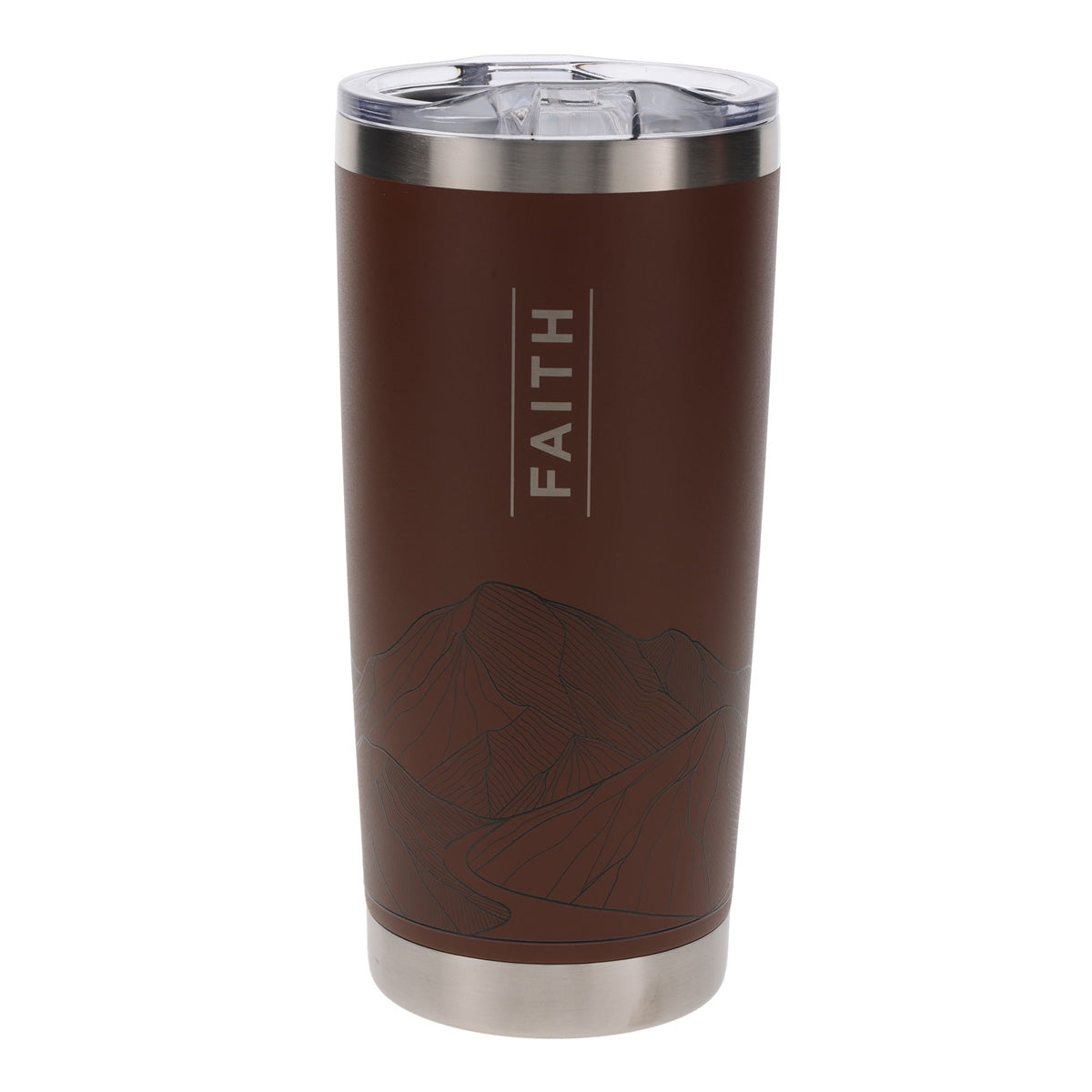 Faith Mountains Brown Stainless Steel Travel Mug