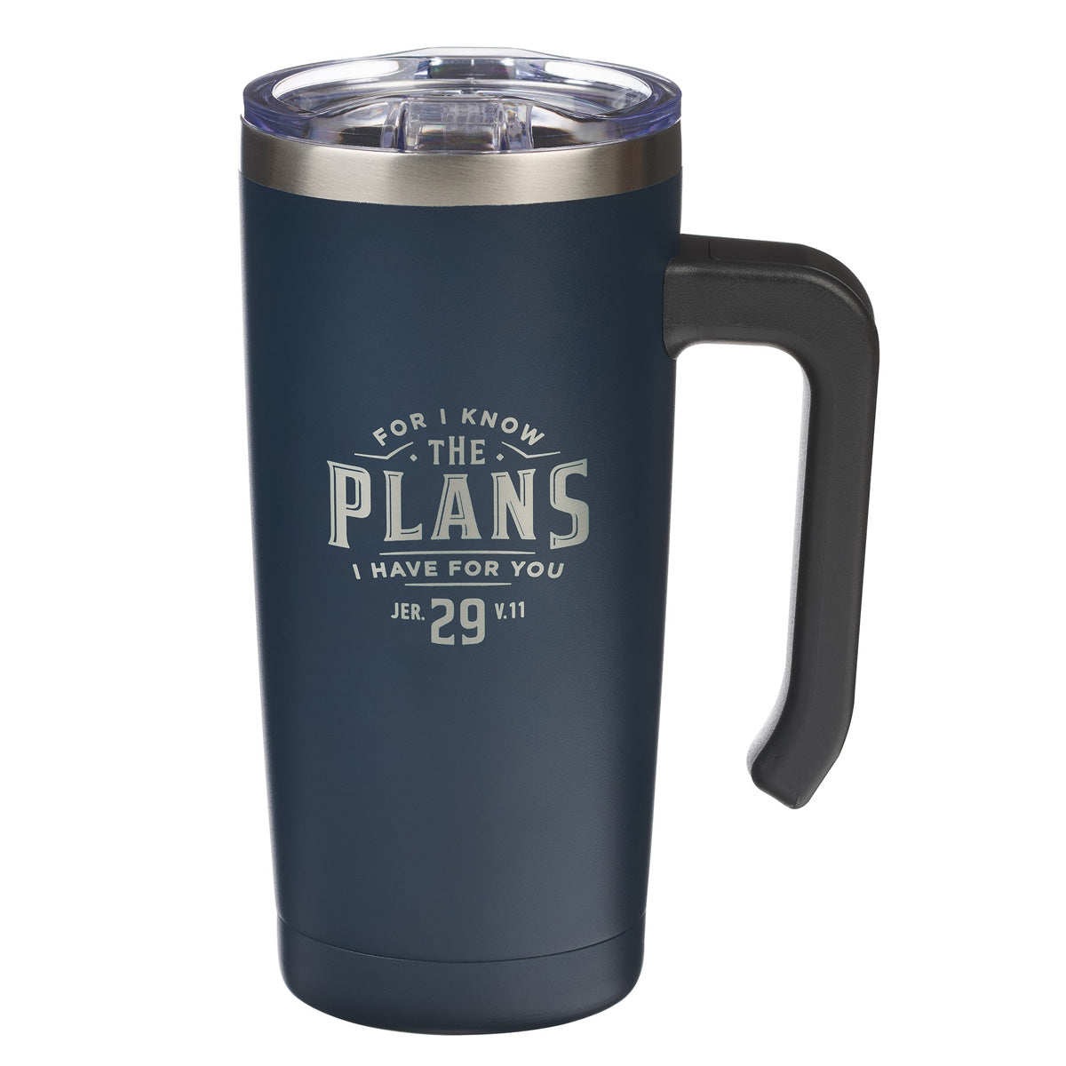For I Know the Plans I Have for You Navy Stainless Steel Travel Mug with Handle