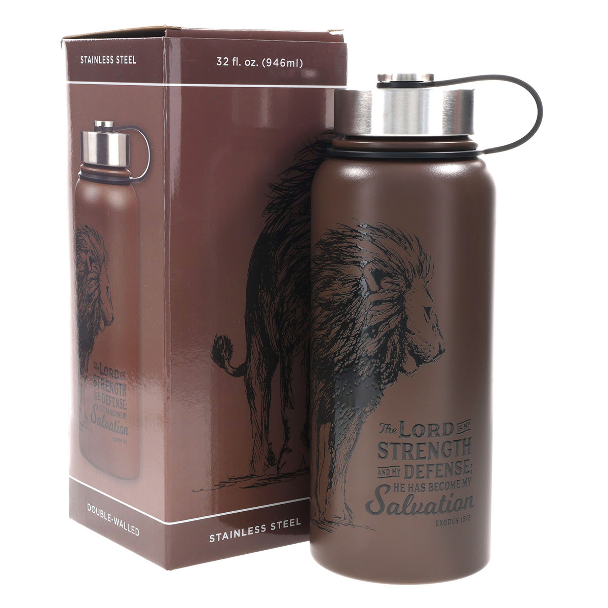 The Lord Is My Strength and My Defense. He Has Become My Salvation Stainless Steel Water Bottle