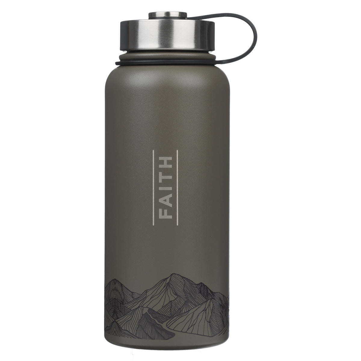 Faith Mountains Dark Brown Stainless Steel Water Bottle