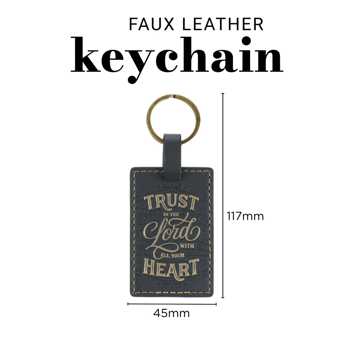 Trust in the Lord with All Your Heart Faux Leather Key Ring