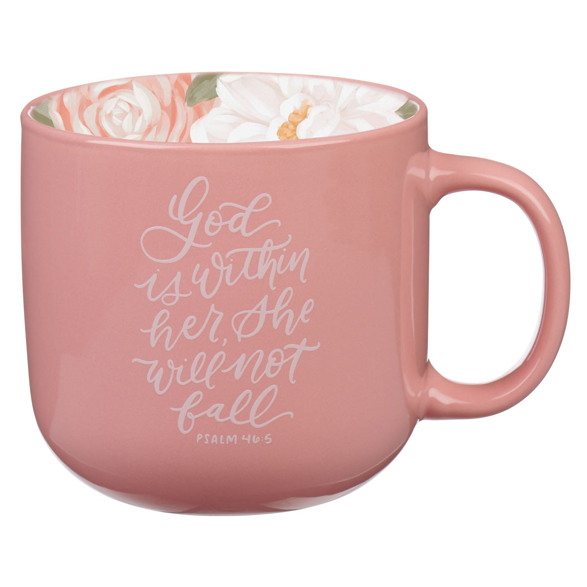 God Is Within Her, She Will Not Fall Pink Ceramic Mug