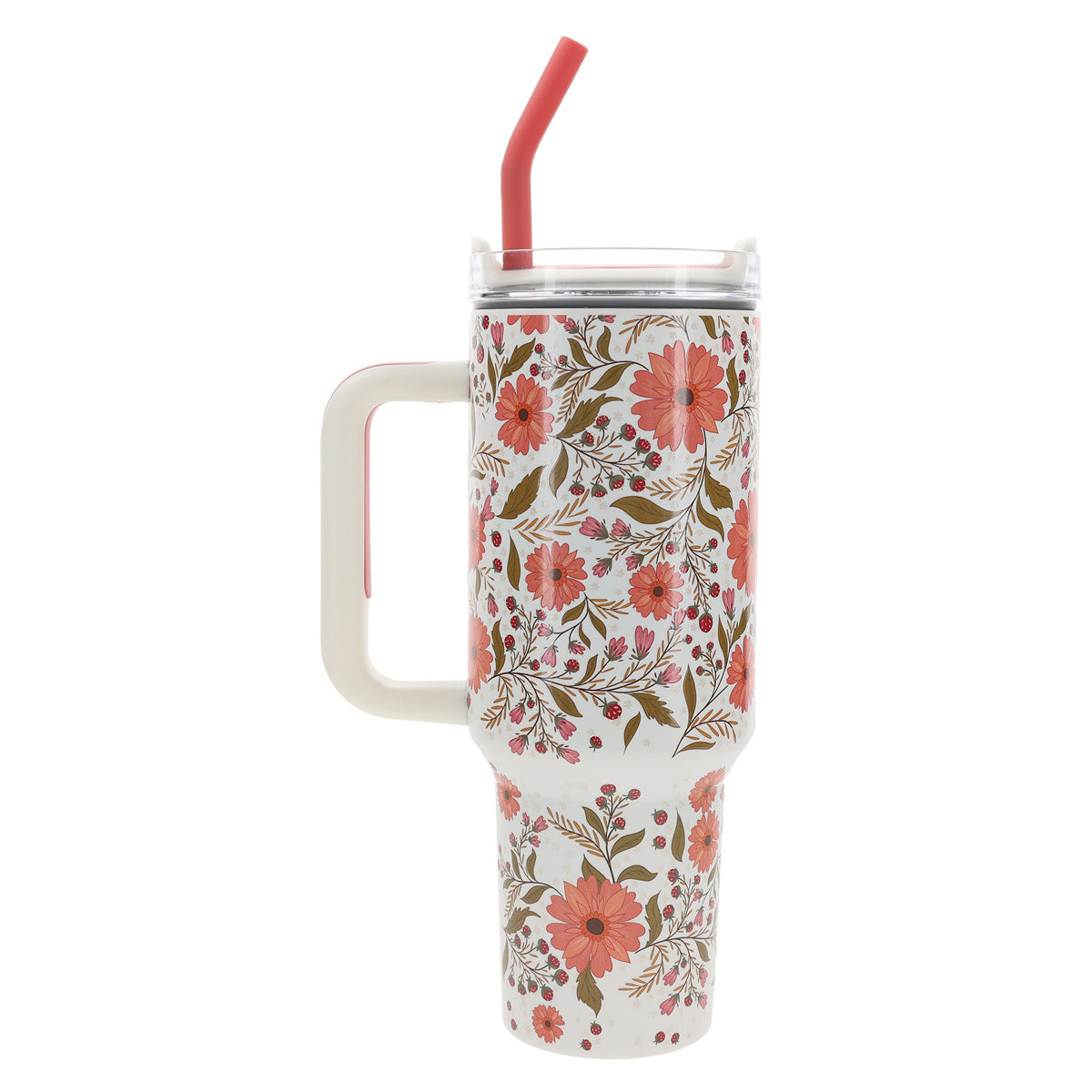 Travel Mug - Those Who Trust in the Lord (Stainless Steel, Coral Floral, Large)