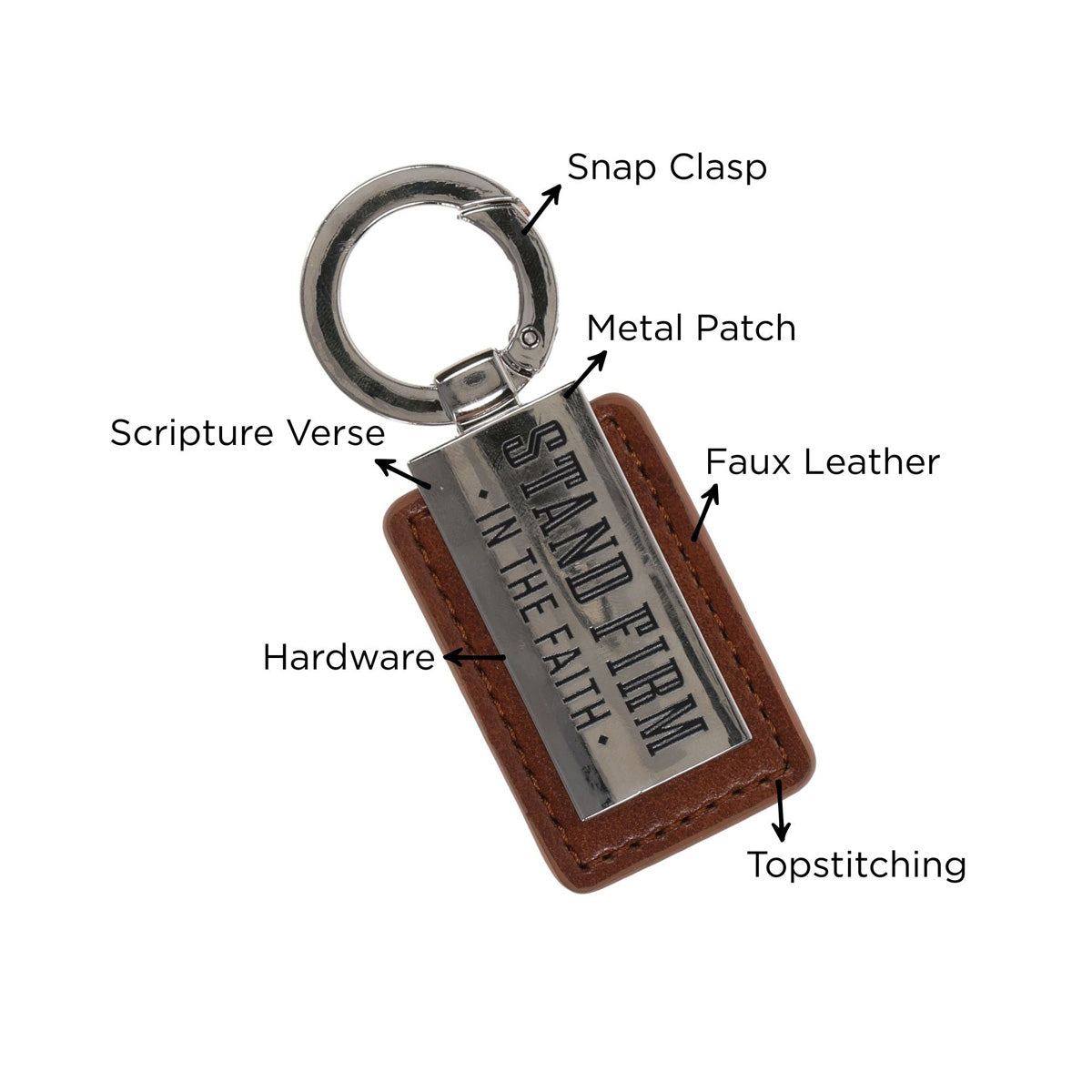 Stand Firm in the Faith Faux Leather Keychain