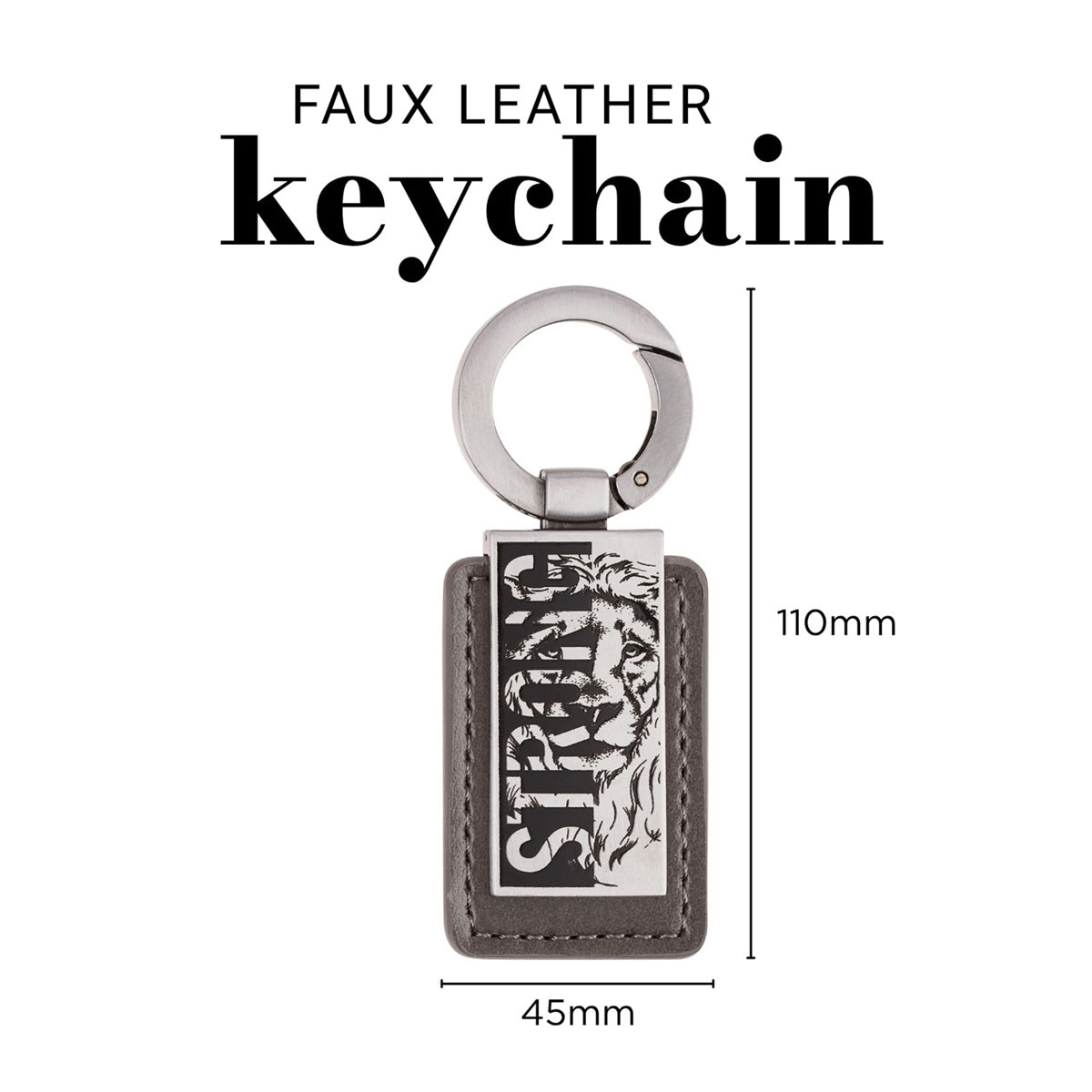 Be Strong and Courageous Metal and Faux Leather Keychain