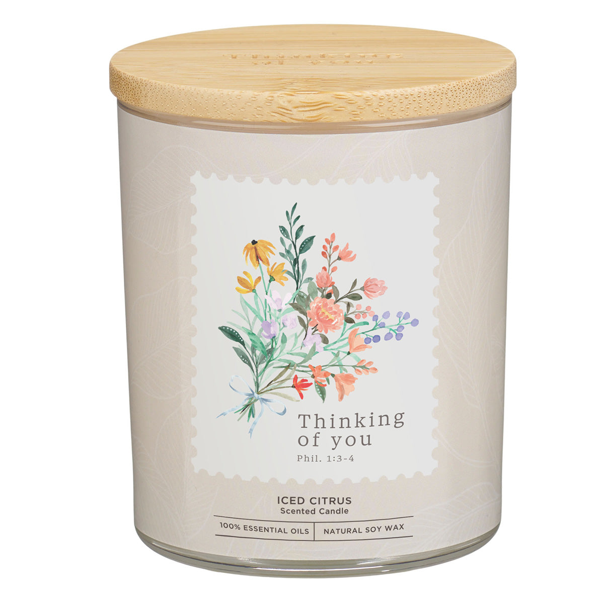 Thinking of You Iced Citrus Scented Candle with Bamboo Lid