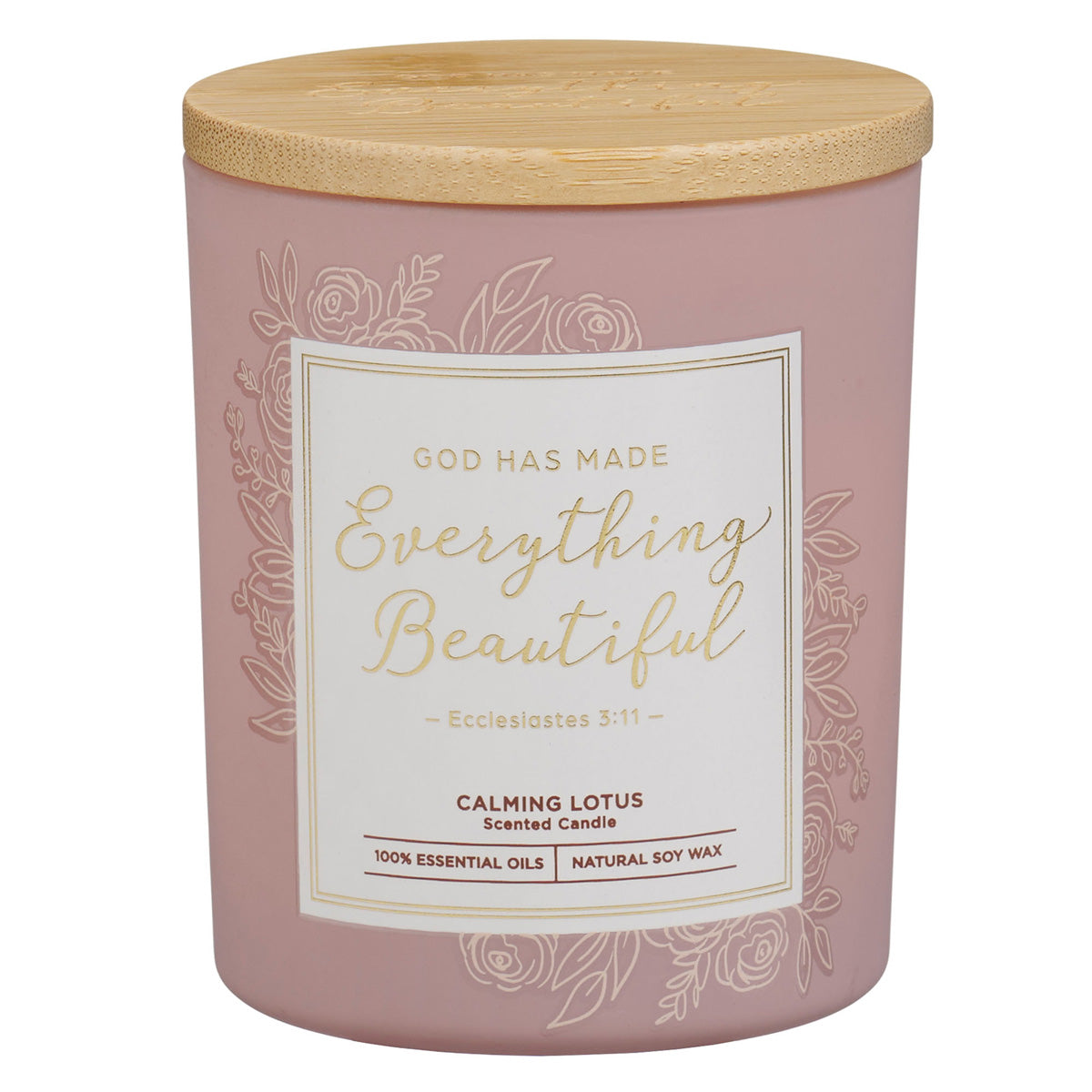 God Has Made Everything Beautiful Calming Lotus Scented Candle with Bamboo Lid
