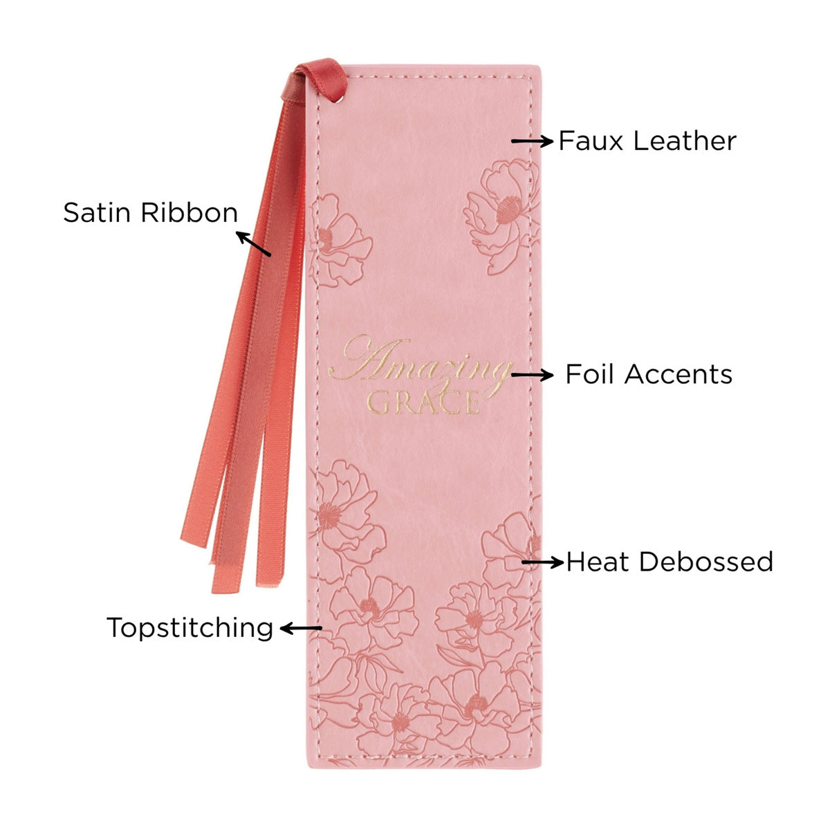 Amazing Grace Pink Faux Leather Bookmark