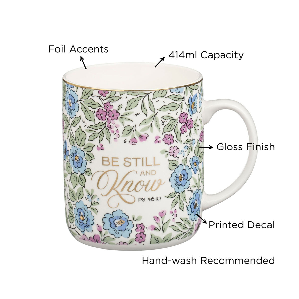 Be Still and Know Floral Ceramic Mug