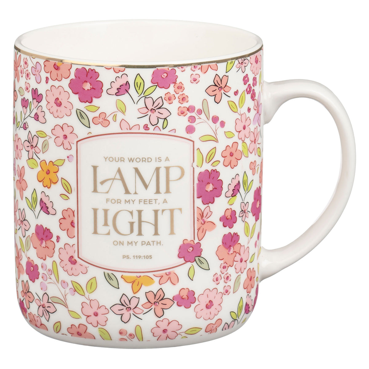 Your Word Is a Lamp for My Feet, a Light on My Path Floral Ceramic Mug