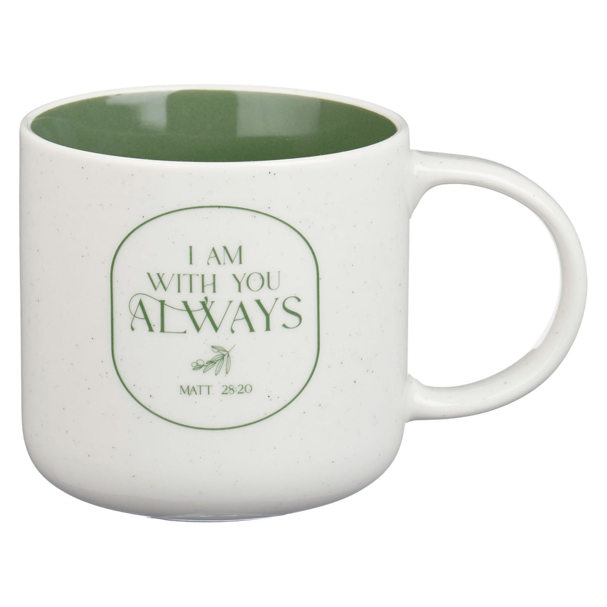 I Am with You Always Ceramic Mug with Green Interior