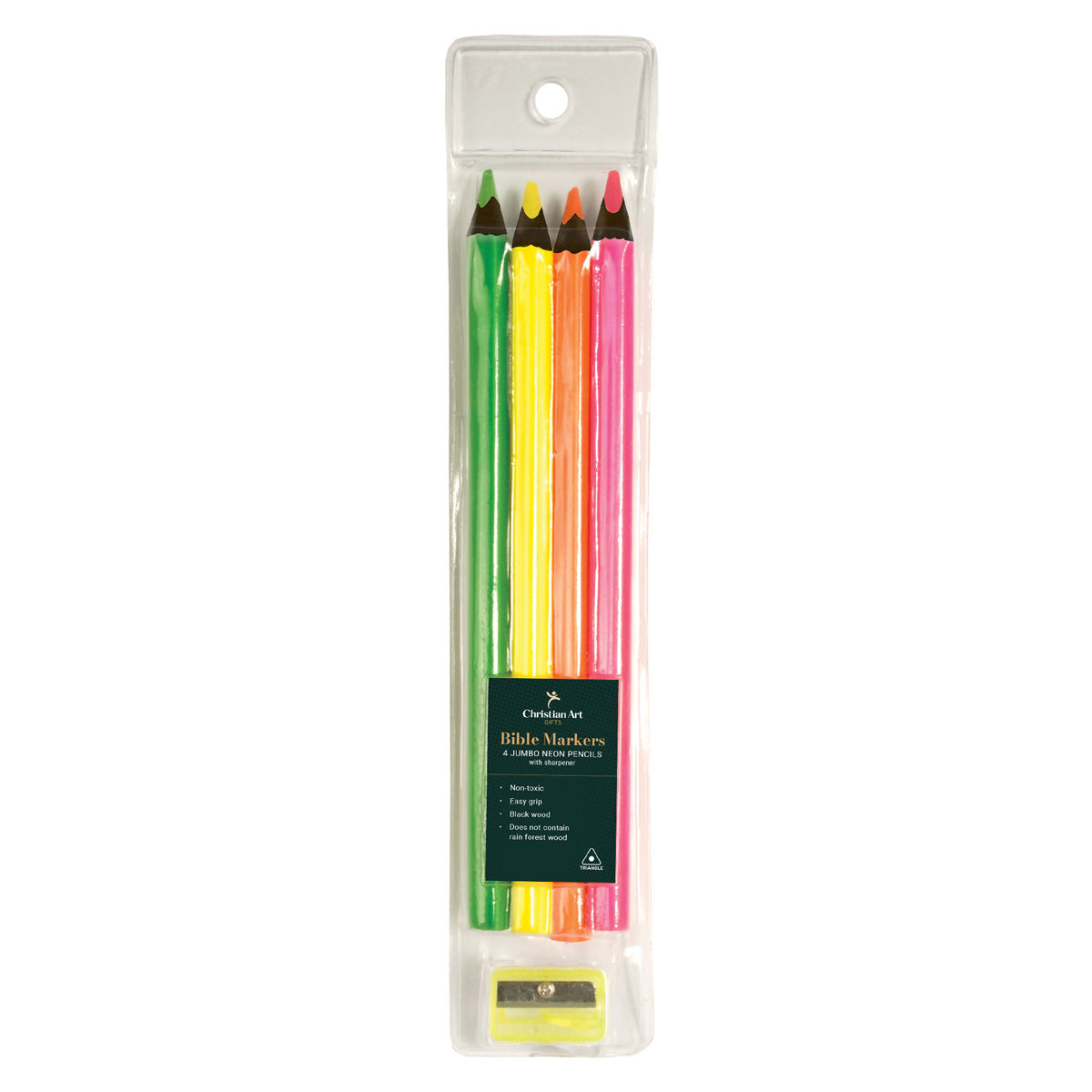 4-Piece Assorted Colors Jumbo Highlighter Pencil Set with Sharpener