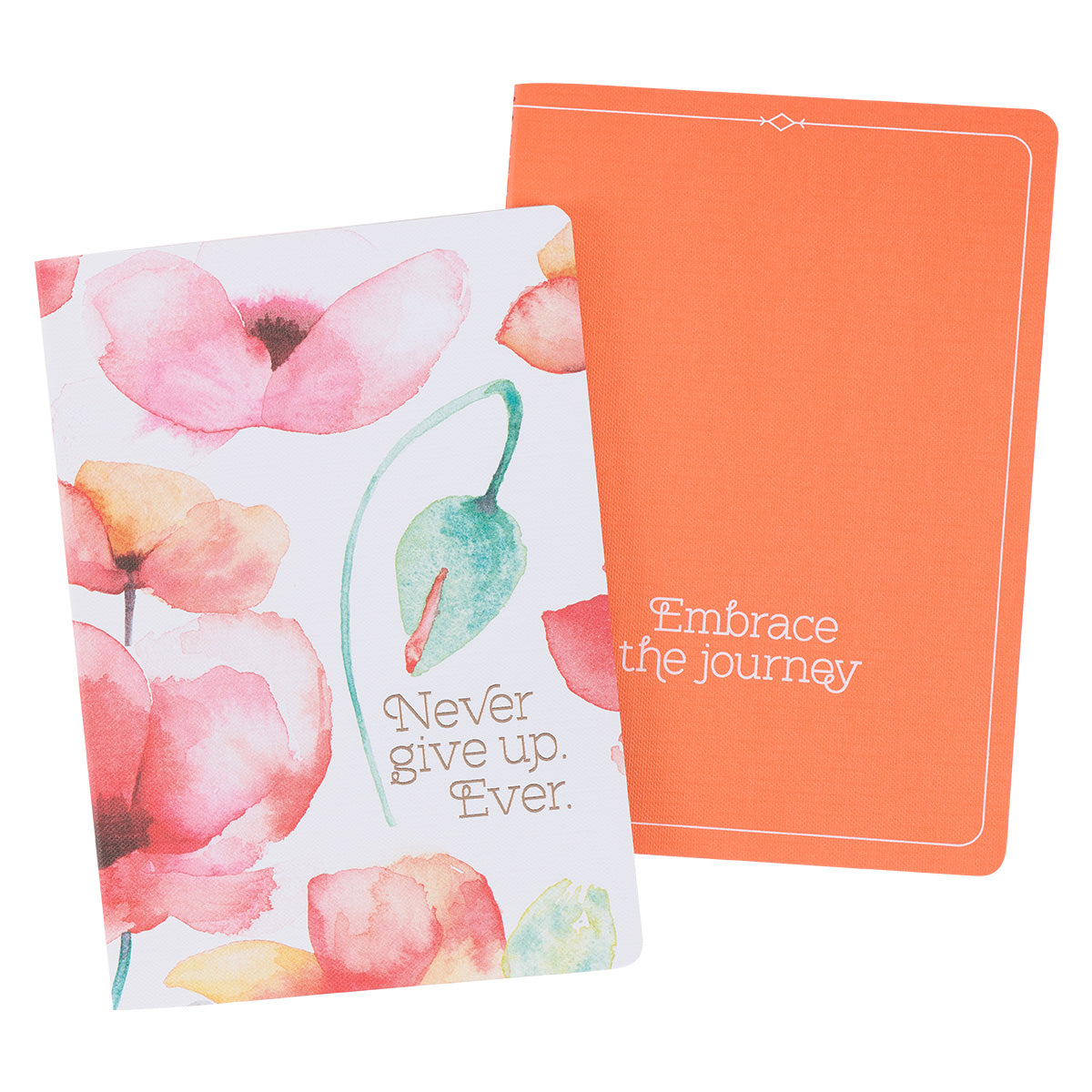 Never Give Up Ever Coral Poppies Two-Piece Notebook Set