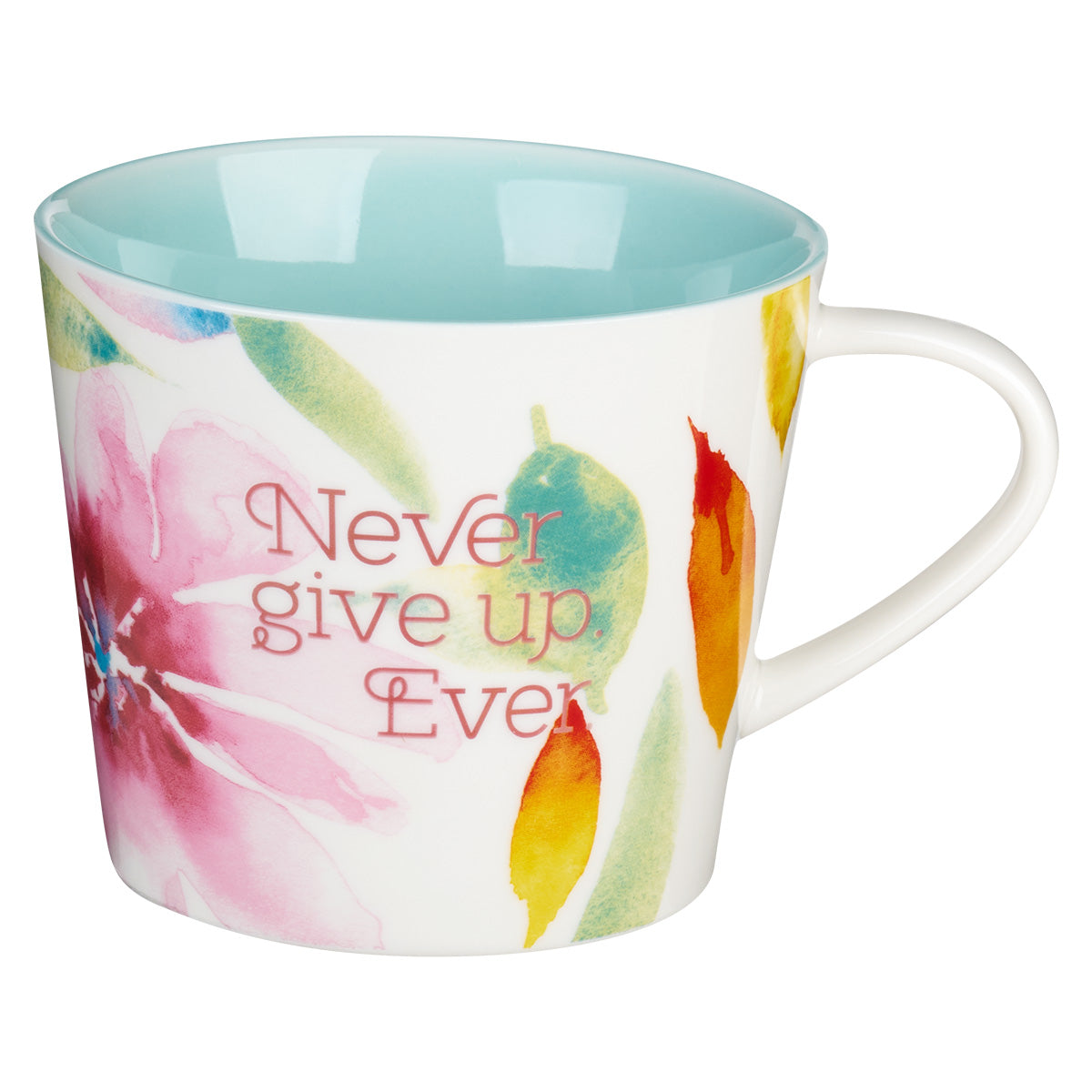 Never Give Up Ever Pink Daisies Ceramic Mug