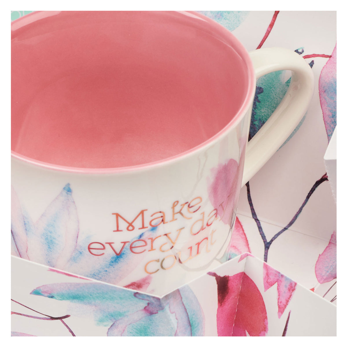 Make Every Day Count Pink Petals Ceramic Mug