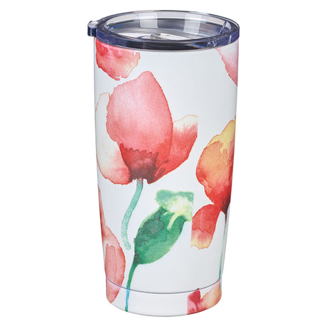 Hope Anchors the Soul Coral Poppies Stainless Steel Mug