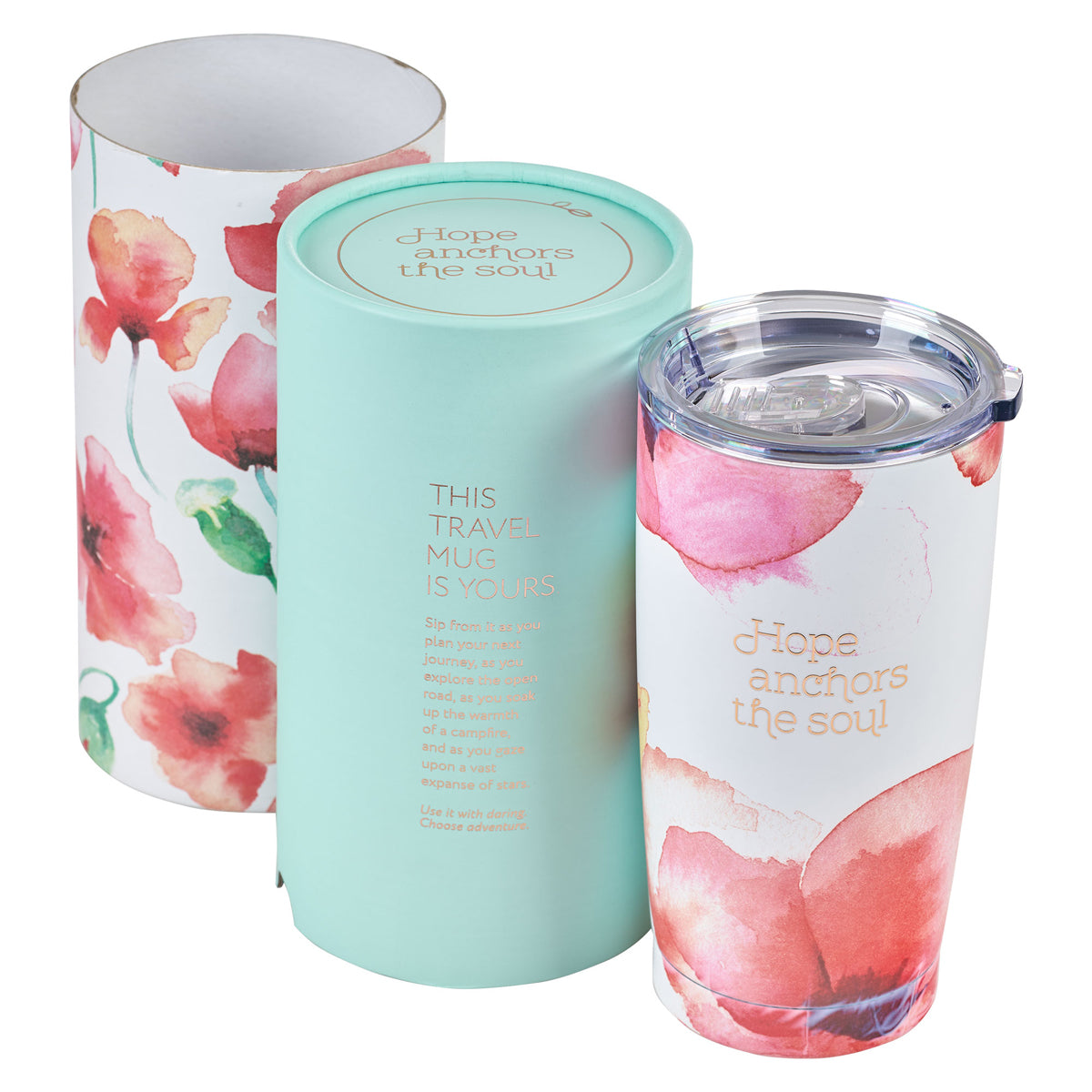 Hope Anchors the Soul Coral Poppies Stainless Steel Mug