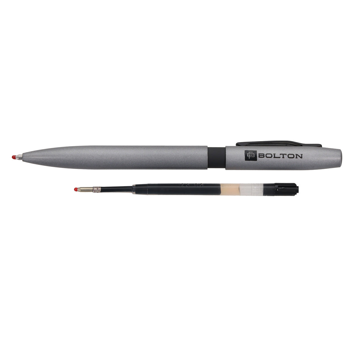Bolton Flat Clicker Silver Pen With Pen Refill In Acrylic Gift Box