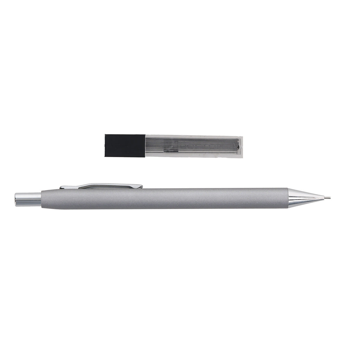 Bolton Flat Clicker Silver Clutch Pencil With Lead Refill In Acrylic Gift Box