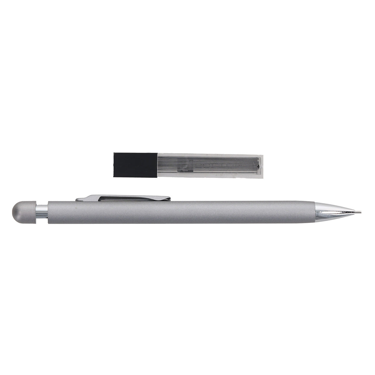 Bolton Round Clicker Silver Clutch Pencil With Lead Refill In Acrylic Gift Box