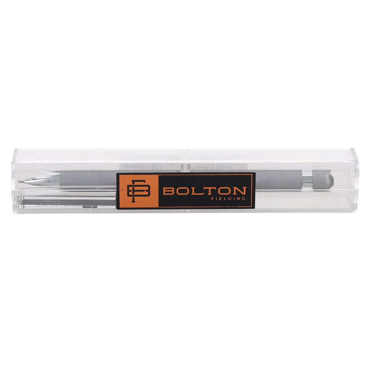 Bolton Round Clicker Silver Clutch Pencil With Lead Refill In Acrylic Gift Box