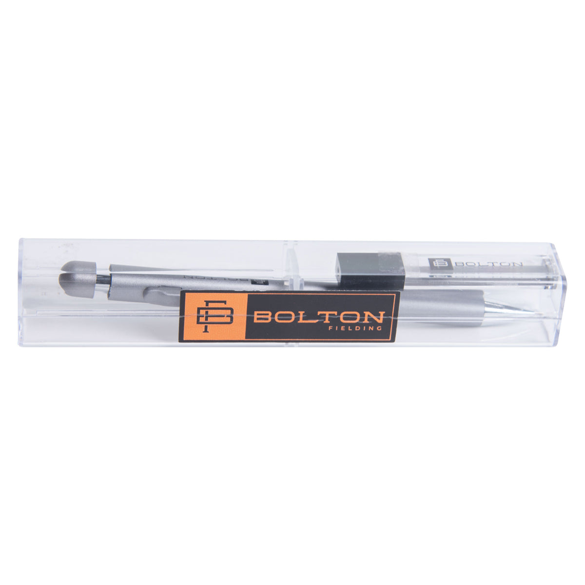 Bolton Round Clicker Silver Clutch Pencil With Lead Refill In Acrylic Gift Box