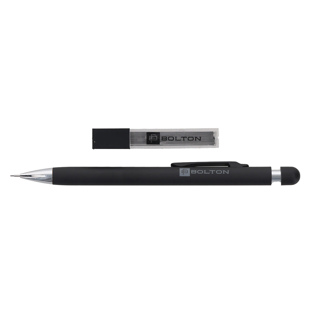 Bolton Round Clicker Black Clutch Pencil With Lead Refill In Acrylic Gift Box