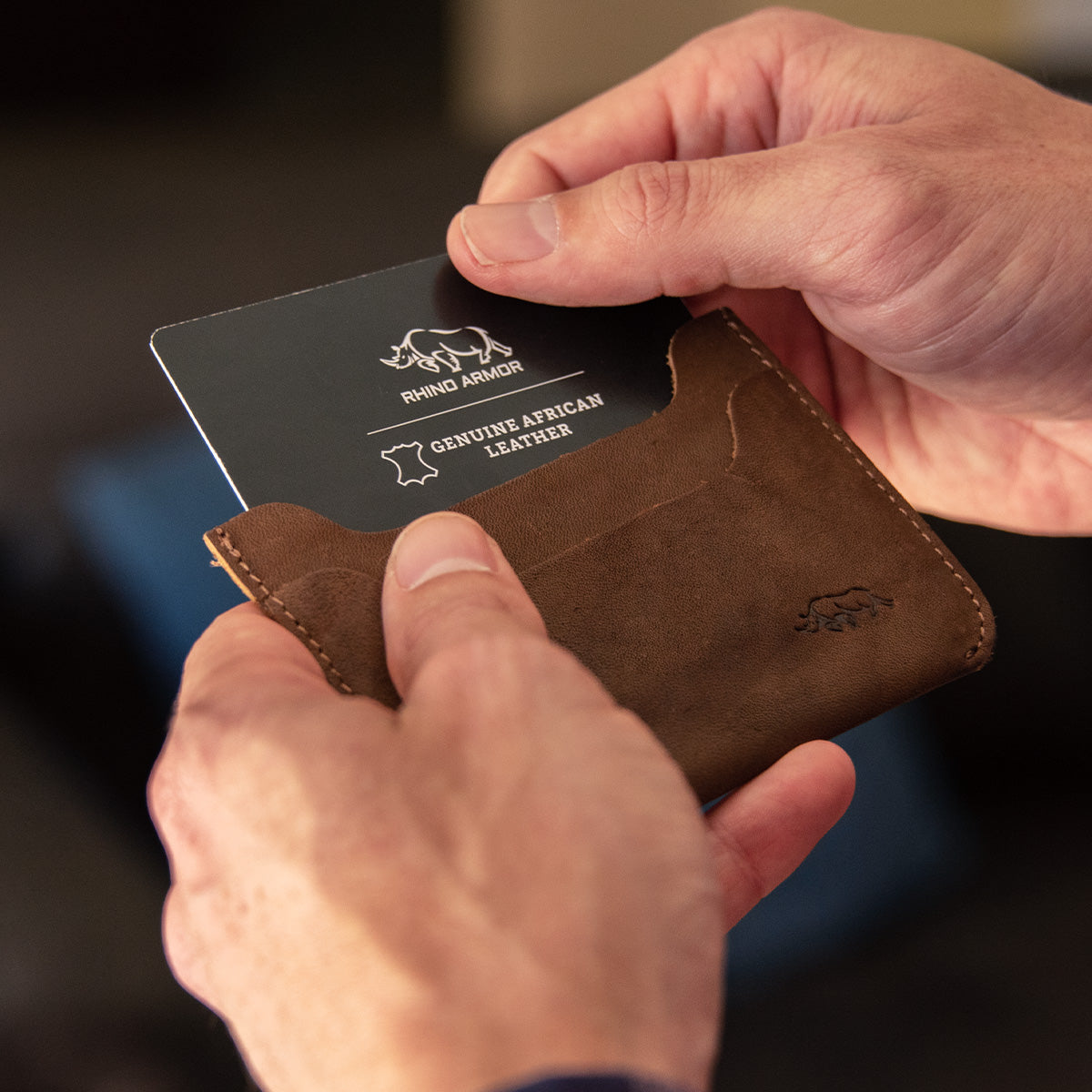 Genuine African Leather Medium Brown Card Holder