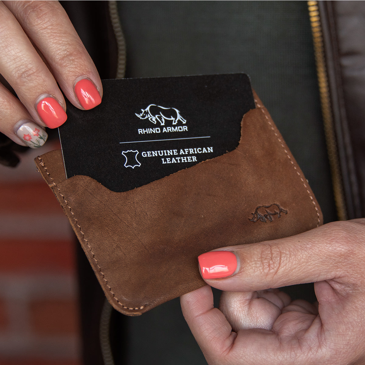 Genuine African Leather Medium Brown Card Holder