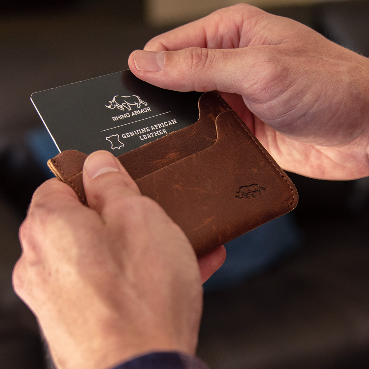 Genuine African Leather Brown Card Holder